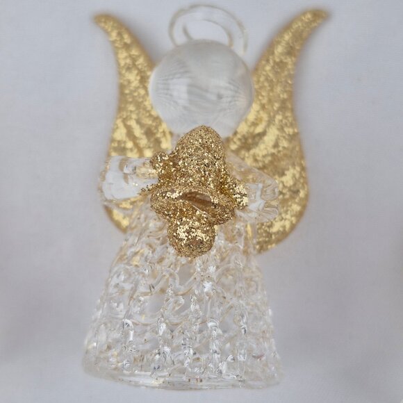 Giftco Clear Glass Angel Ornaments with Golden Glittery Wings Lot of 6 - Picture 3 of 16